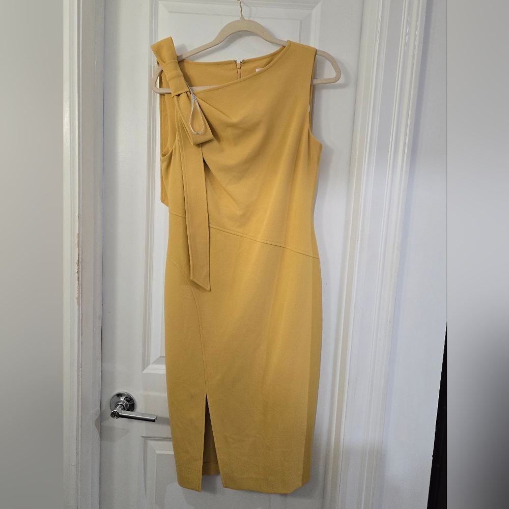 Calvin Klein One Shoulder Yellow Dress